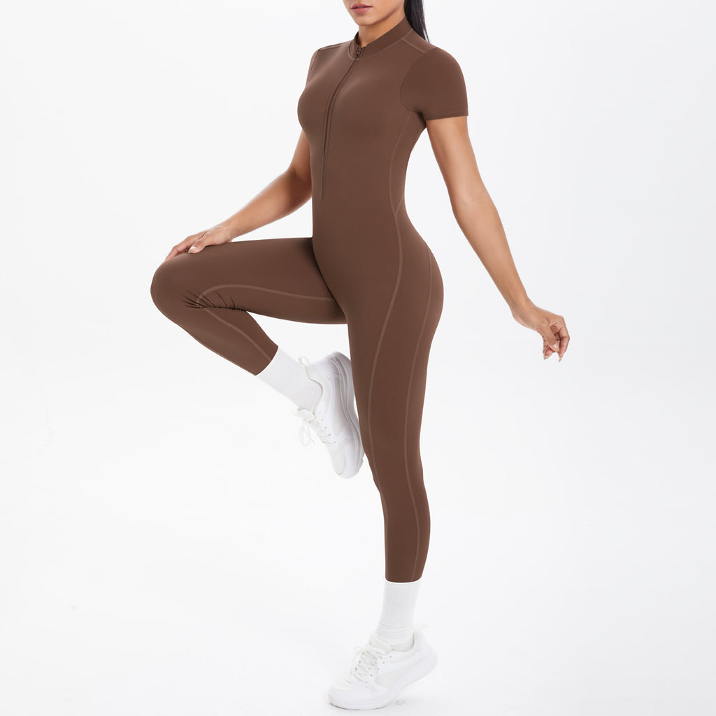 Sexy Backless Bodycon Scrunch Jumpsuit Raises Butt Women Dance Fitness Overalls Push Up  With Chest Cushion Yoga Sport Jump Suit