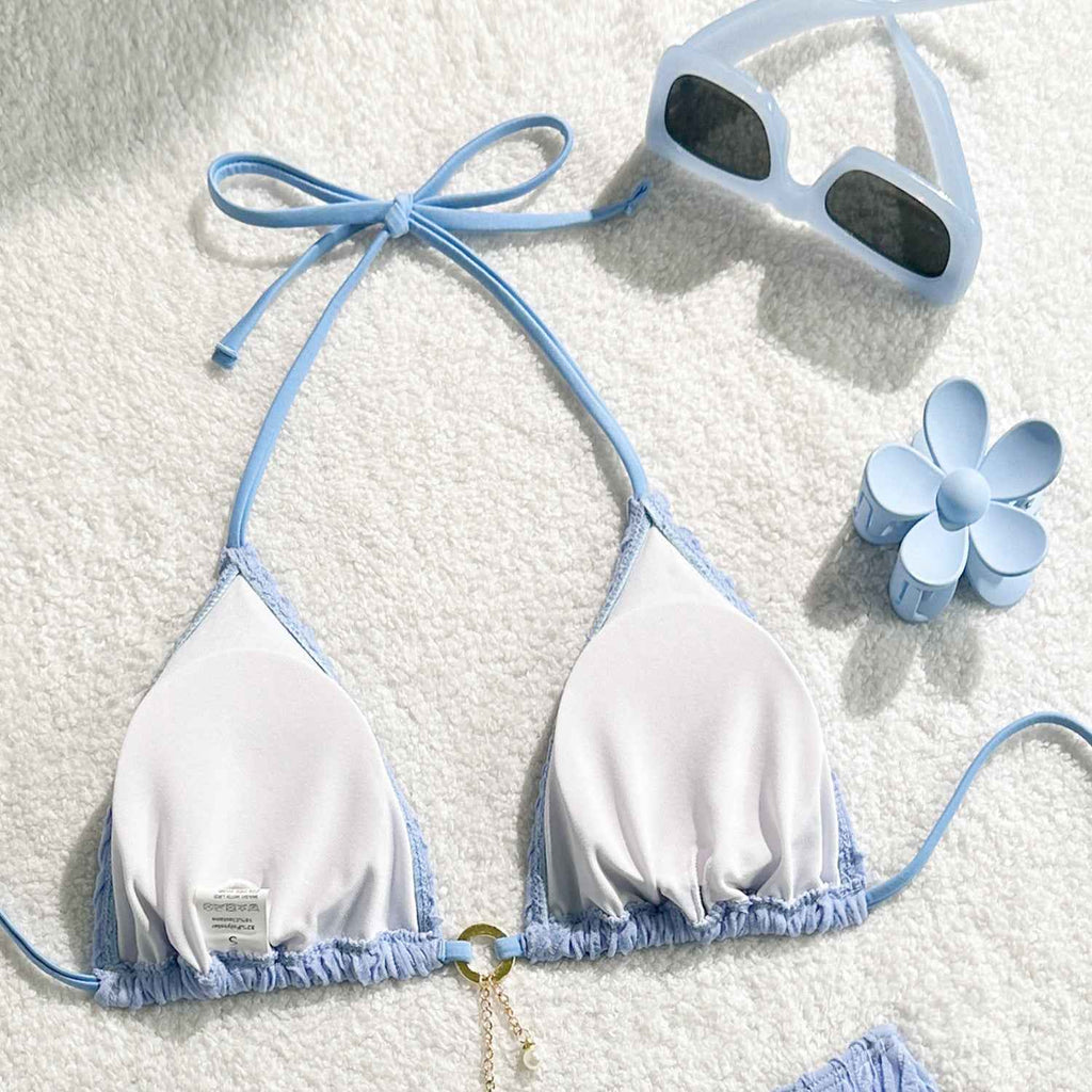 Sexy Wrinkled Halter Brazilian Bikini Women Swimwear Female Swimsuit Two-pieces Bikini Set High Cut Bathing Suit Swim Beach Wear