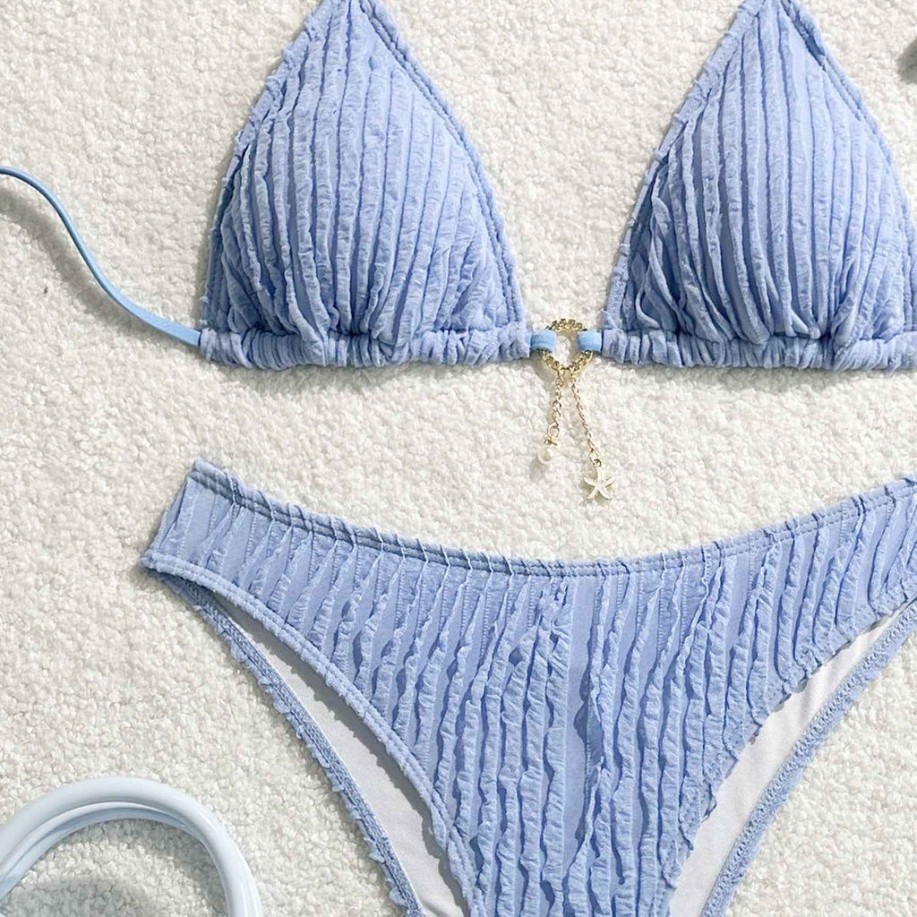 Sexy Wrinkled Halter Brazilian Bikini Women Swimwear Female Swimsuit Two-pieces Bikini Set High Cut Bathing Suit Swim Beach Wear