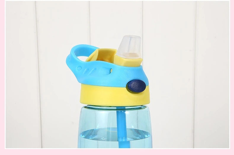 480ML Water Bottle With Straw Portable Plastic Bottles Outdoor Leakproof Cup Kids Girls Summer Cold Water Juice Drinking Bottle