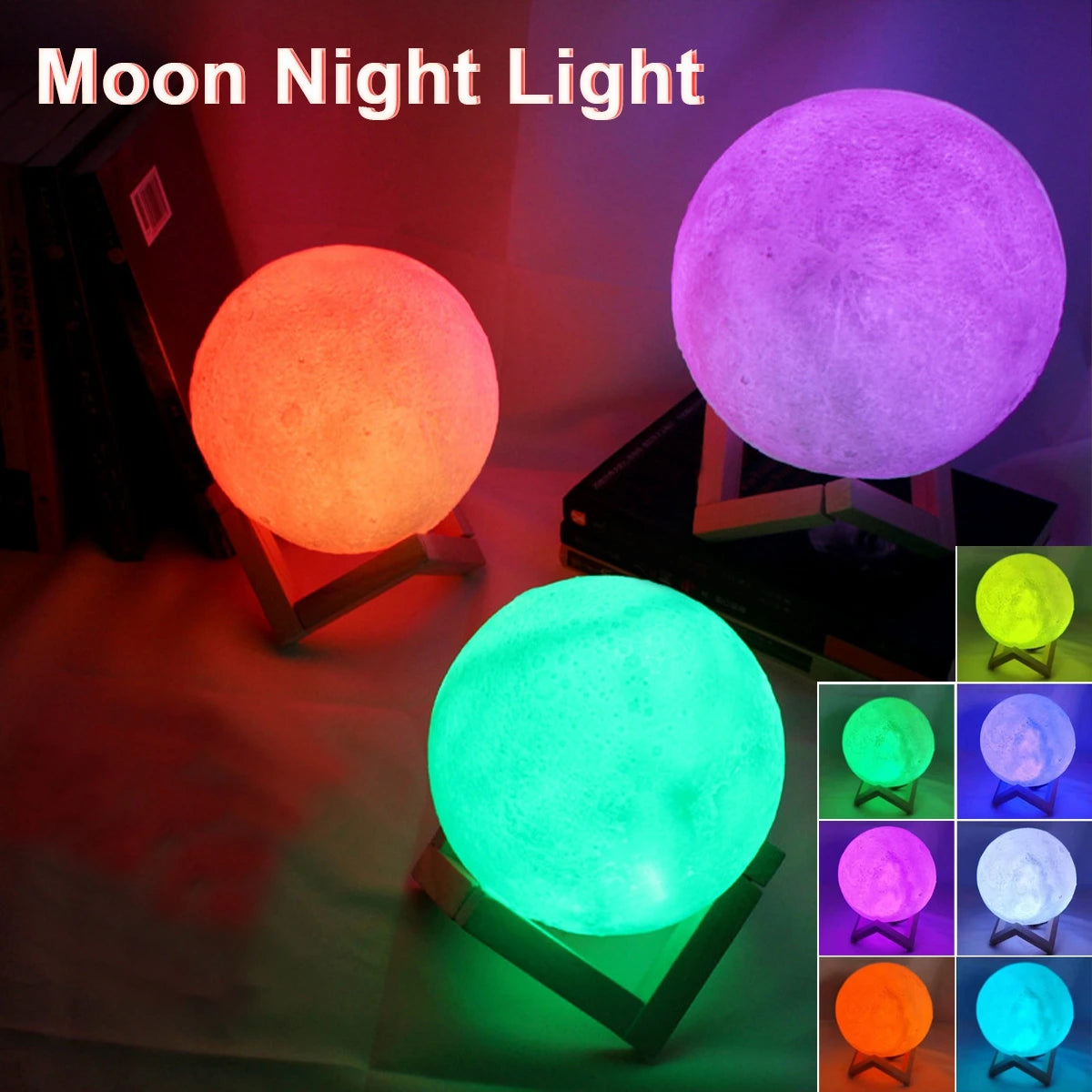 Moon Lamp LED Night Light With Stand For Kids Rooms
