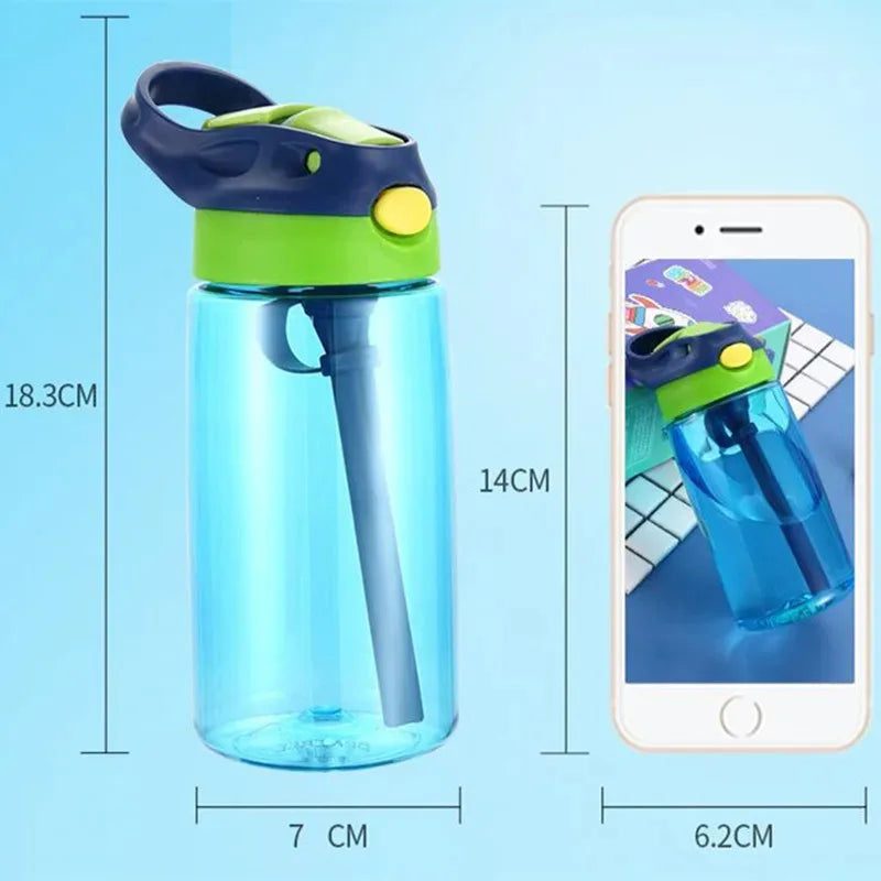 480ml Water Bottle with Straw Kids Girls Portable Travel Bottles Cup Gym Sports Fitness Summer Cold Water Juice Drinking Bottle