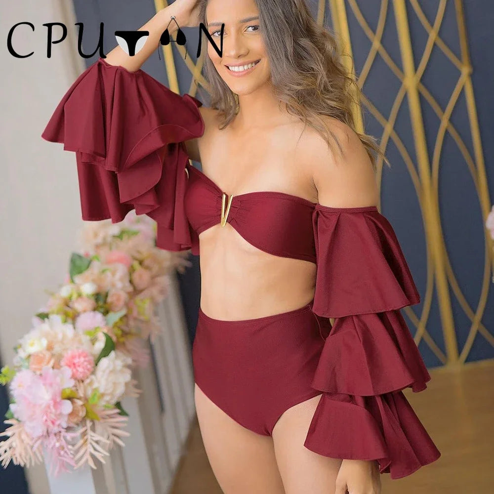 2026 New Sexy White 3D Flower Solid Two Piece Push Up Bikini Set Luxury Swimwear Women Swimsuit Beachwear Summer Bathing Suit