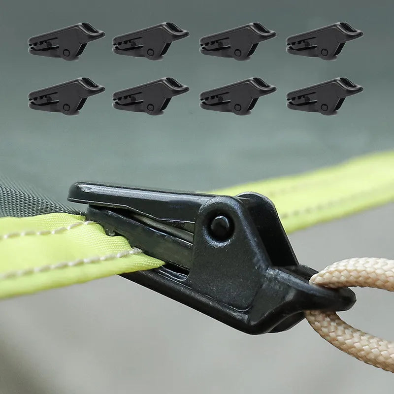 4/8/10/12 Pcs Outdoor Tent Clip Tarpaulin Awning Fixed Tool Hard Wind Rope Clamps Reusable Hiking Camping Accessories Mini