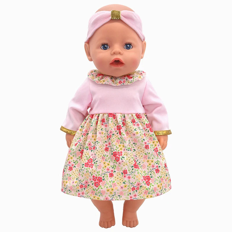 18 Inch Baby Doll Winter Clothes Set Crochet Sweater Scarf Hat Gloves New Year Apparel for 43 Cm Girl Dolls