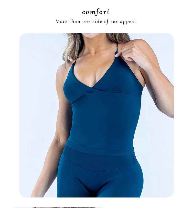 Women Seamless Cross Sports Vest Gym Yoga Tops with Padded  Sexy Backless Workout Fitness Camisole Running Sports Tops Summer