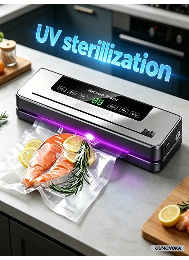 Electric Vacuum packaging machine Food Storage Seal Touch Button Dry/Wet Built-in Cutter Kitchen Food Sealing Vacuum Sealer