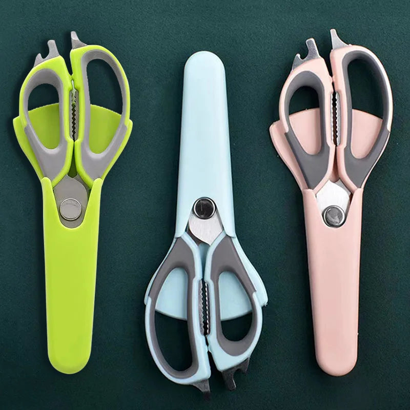 7-in-1 Multifunctional Kitchen Scissors with Magnetic Holder Stainless Steel Food Scissors for Meat, Fish, Kitchen Food Scissors