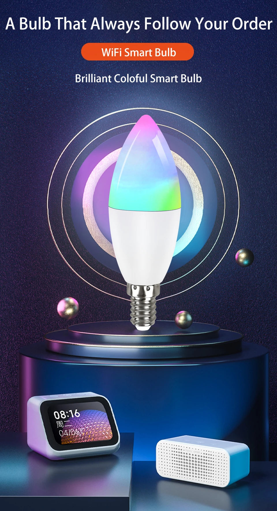 Tuya Smart WiFi LED Bulb E14 Candel Light 5W 7W 9W 220V Dimmable RGB Lamp APP Voice Control Alexa Google Assistant Home Decor