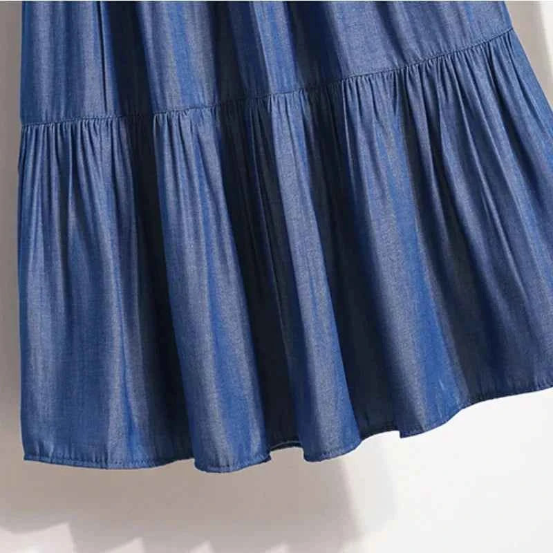 Spring Summer Women Skirts Vintage High Waist Elastic Patchwork White Black Chic Long Cake A-line Skirt