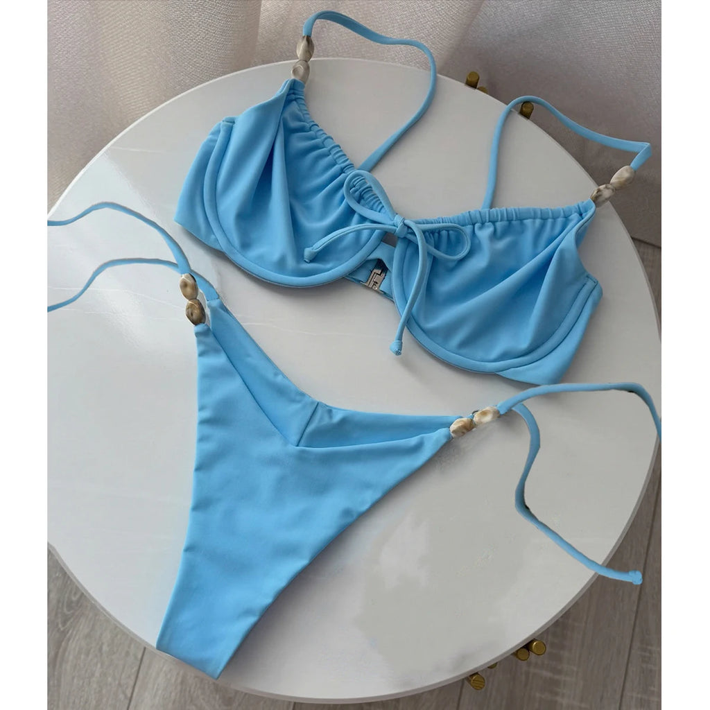 Push Up Bikinis 2026 Sexy Women Swimsuit Swimwear Female Bikini Set Beads Biquini Bathing Suit Dot Swimming Suit Beachwear