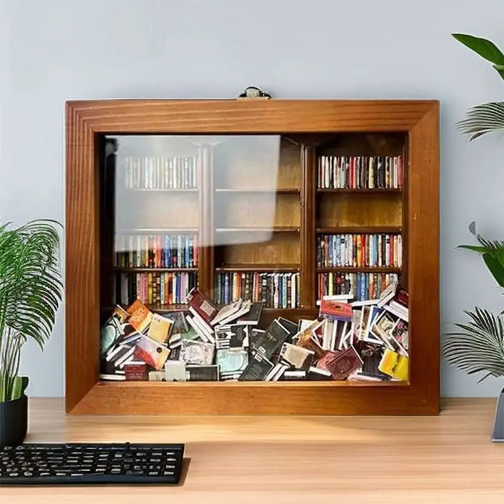Bookshelf Decor Anxiety Bookshelf Home Desktop Decoration Fidget Toys Miniature Wooden Bookshelf Wooden Handmade Figurine Statue