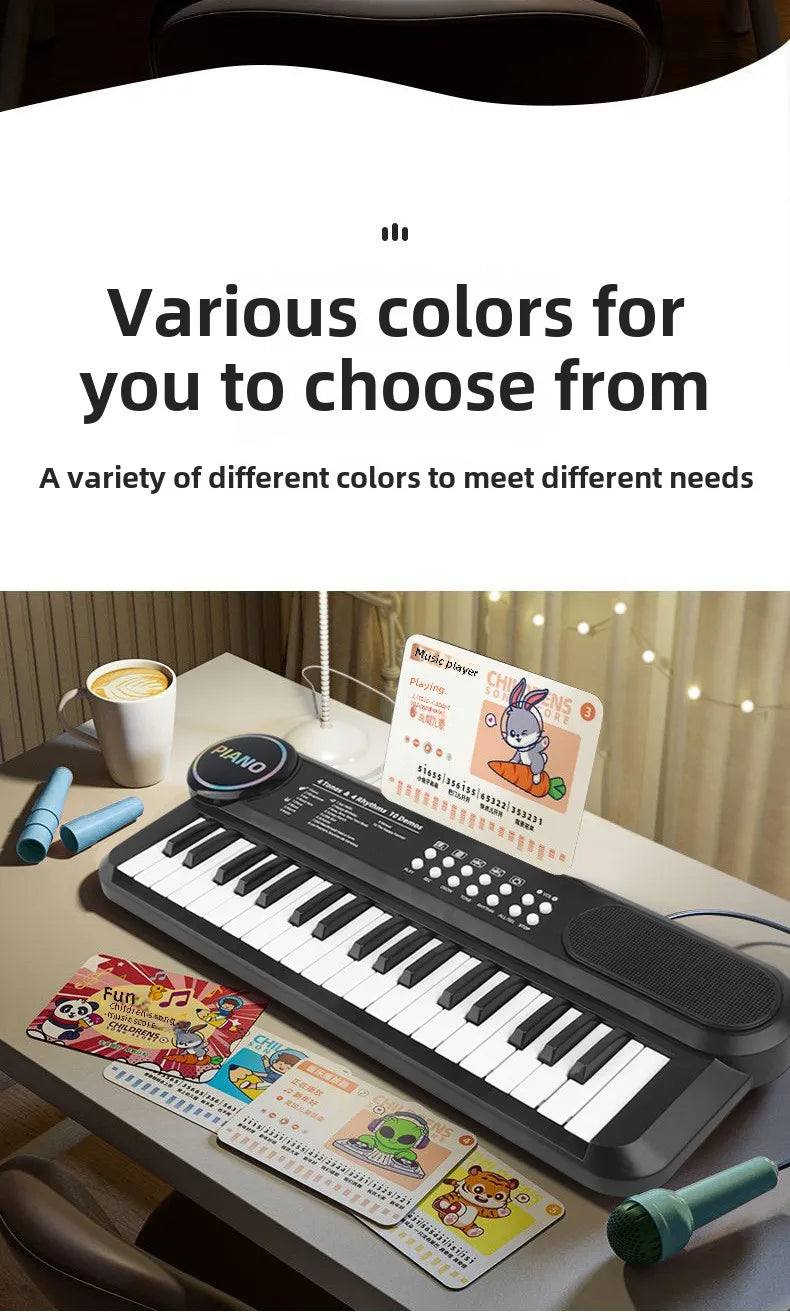 Kids Piano Keyboard 37-Key Multi-Functional Electronic Piano with Microphone Musical Instrument Educational Toy Children Gifts