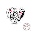 Original 925 Sterling Silver Charm Bead Mother's Day Love Heart Family Charm Bead Pendant Fits Bracelet Womens Jewelry Gifts