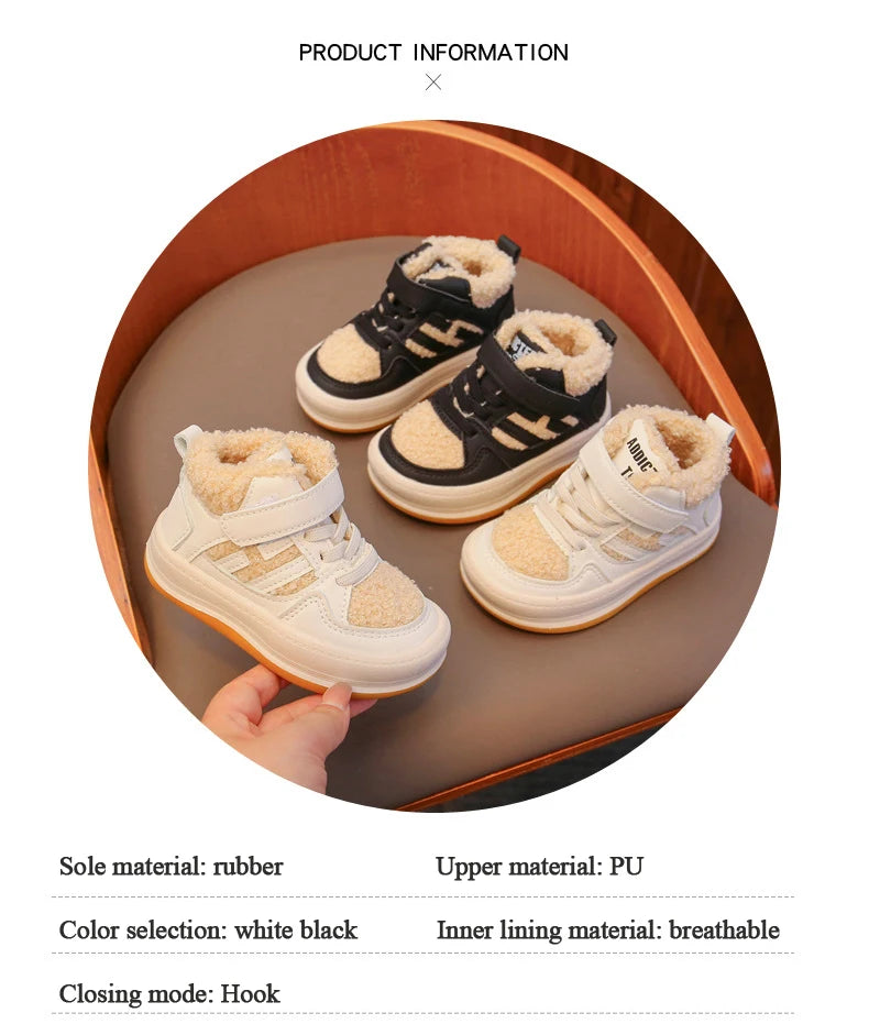 Girls Cotton Shoes Children Plush Thickened Anti-skid Shoes Boys Warm Sports Shoes Baby Soft Comfortable Winter Sneakers
