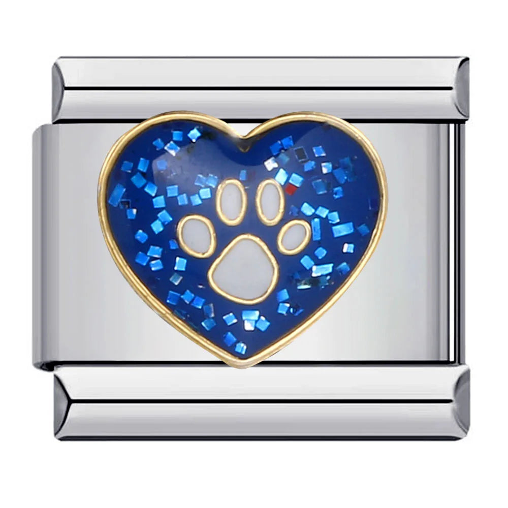 New Arrivals Y2K Classic Blue Loving Heart Demon's Eye Starry Sky Italian Link Fit 9mm Stainless Steel Charm Bracelet DIY Making