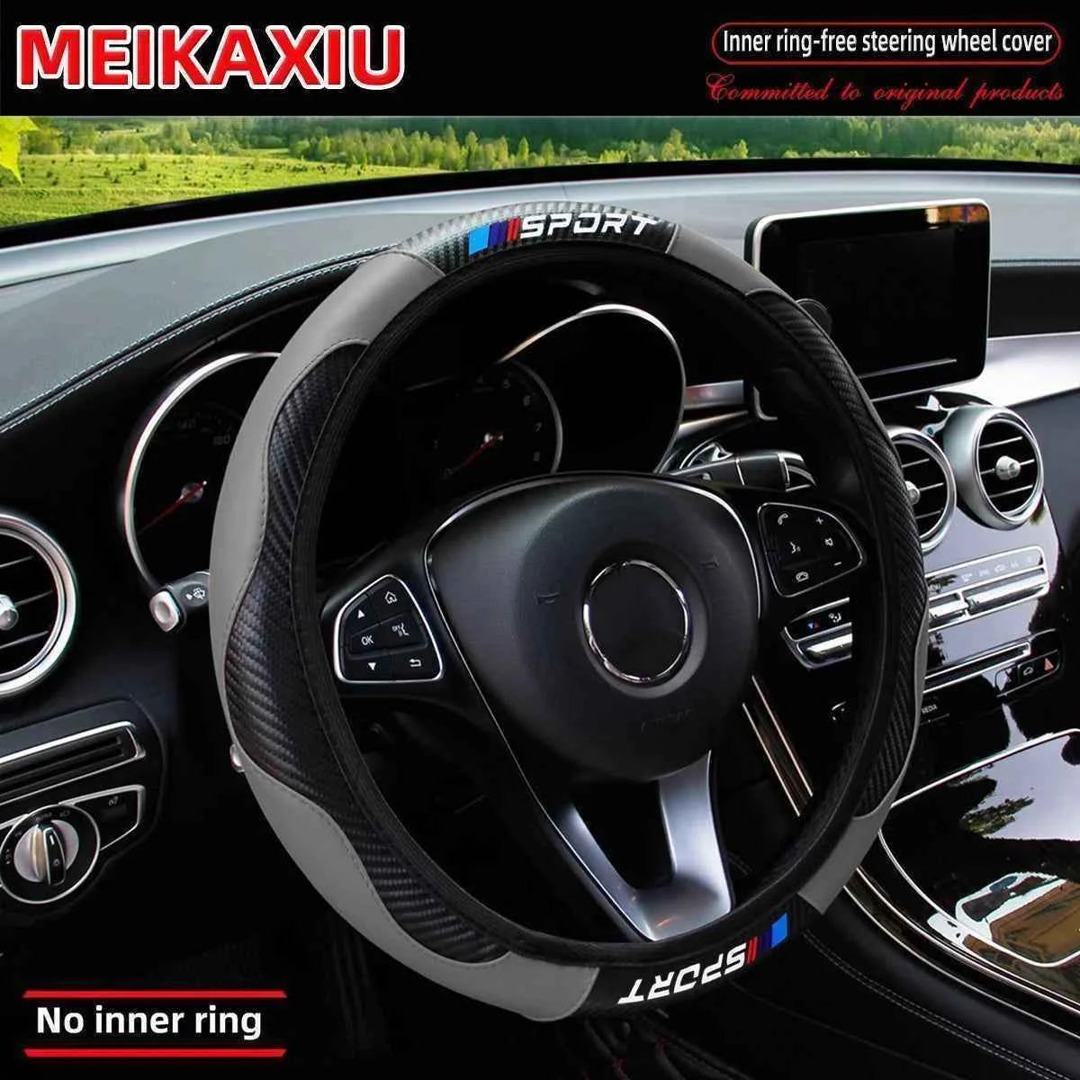 All-Season SPORT Carbon Fiber Steering Wheel Cover (without inner ring) is suitable for 37-38cm automotive interior accessories.