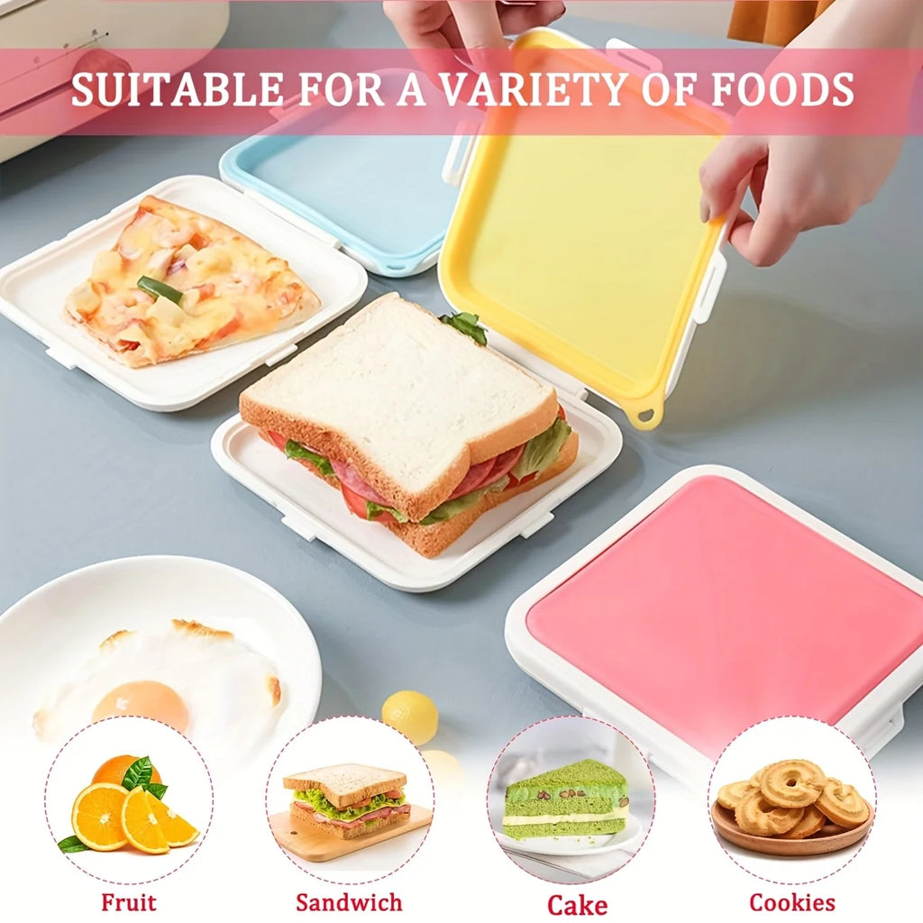 Sandwich Containers Silicone Sandwich Storage Box for Lunch, Travel - Snap-Off for Fruit, Salad, Snacks and Food Storage