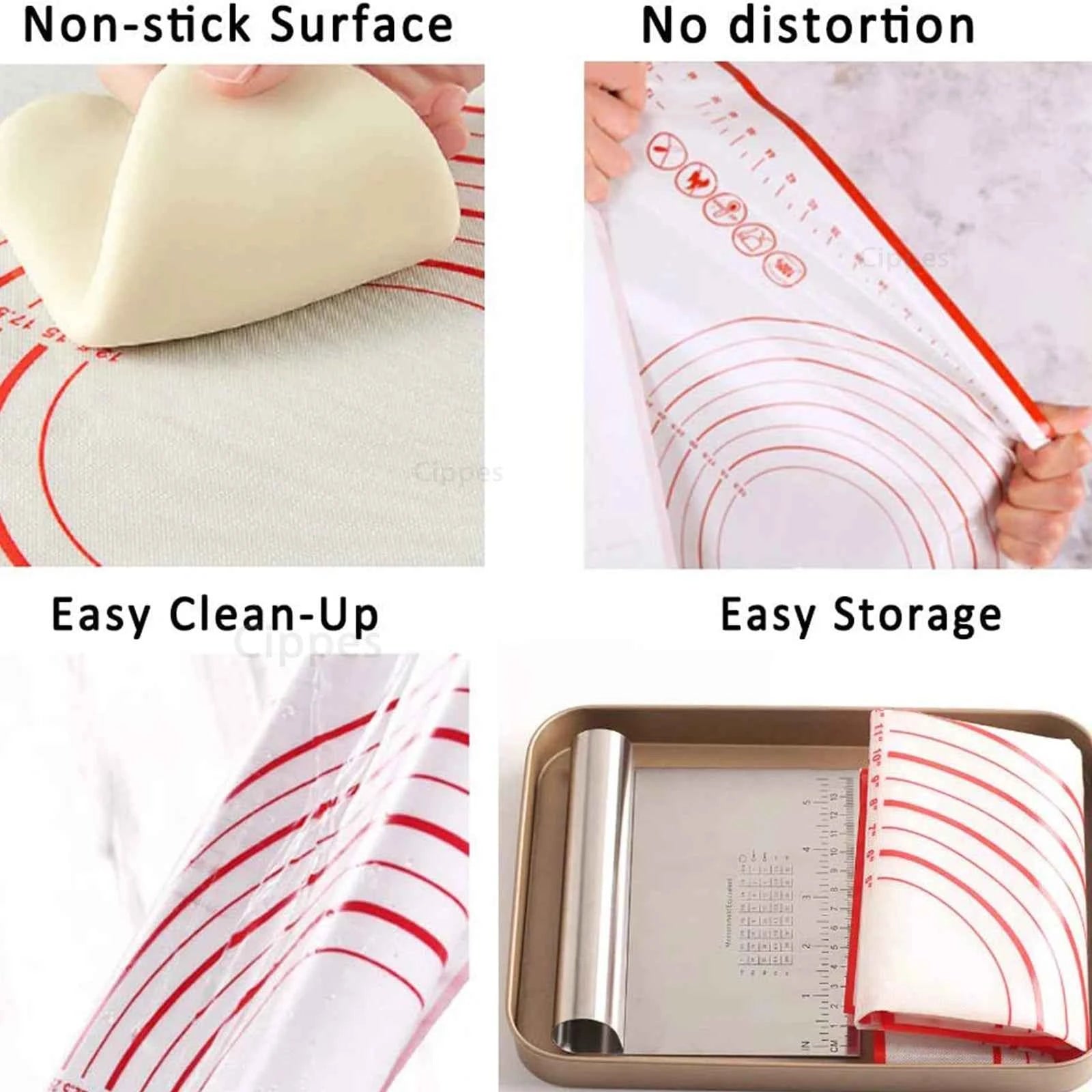 Silicone Pastry Mat with Measurements, 16x24Inch Large Non Stick Non Slip Baking Mat for Rolling Dough, Pizza Pie Crust Fondant