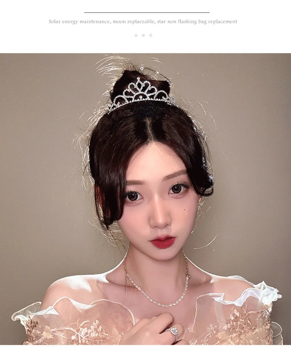 Children's Princess Crown Crystal Tiara Girls Hair Accessories High-end Atmosphere Dance Performance Birthday Gift Crown