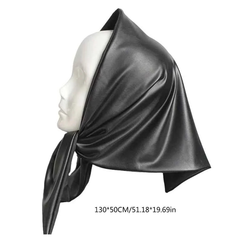 Womens Warm Long Shawl Winter Wraps Large Scarves Faux Leather Scarf Bandana Head Cover Kerchief