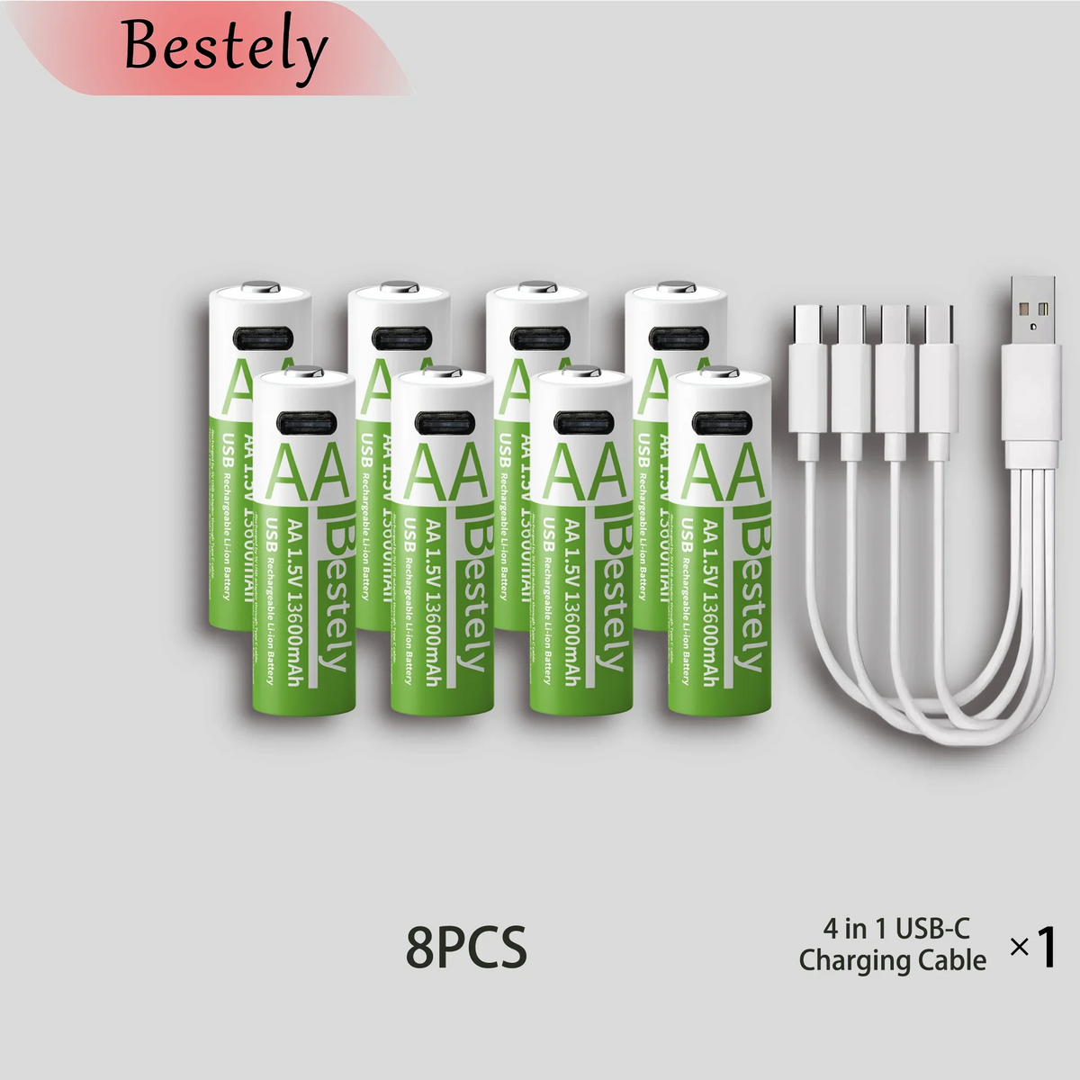 8 pcs batteries Color 1.5V AA USB Rechargeable Lithium Battery 13600mAh