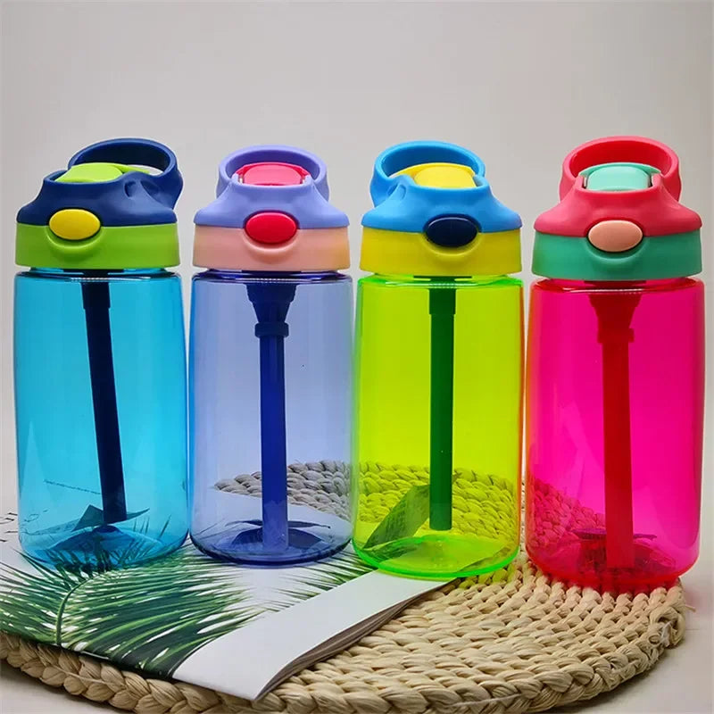 480ml Water Bottle with Straw Kids Girls Portable Travel Bottles Cup Gym Sports Fitness Summer Cold Water Juice Drinking Bottle
