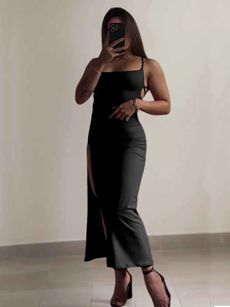 2025 explosive new dress summer high sensibility halter strap Spice Girl bag hip dress