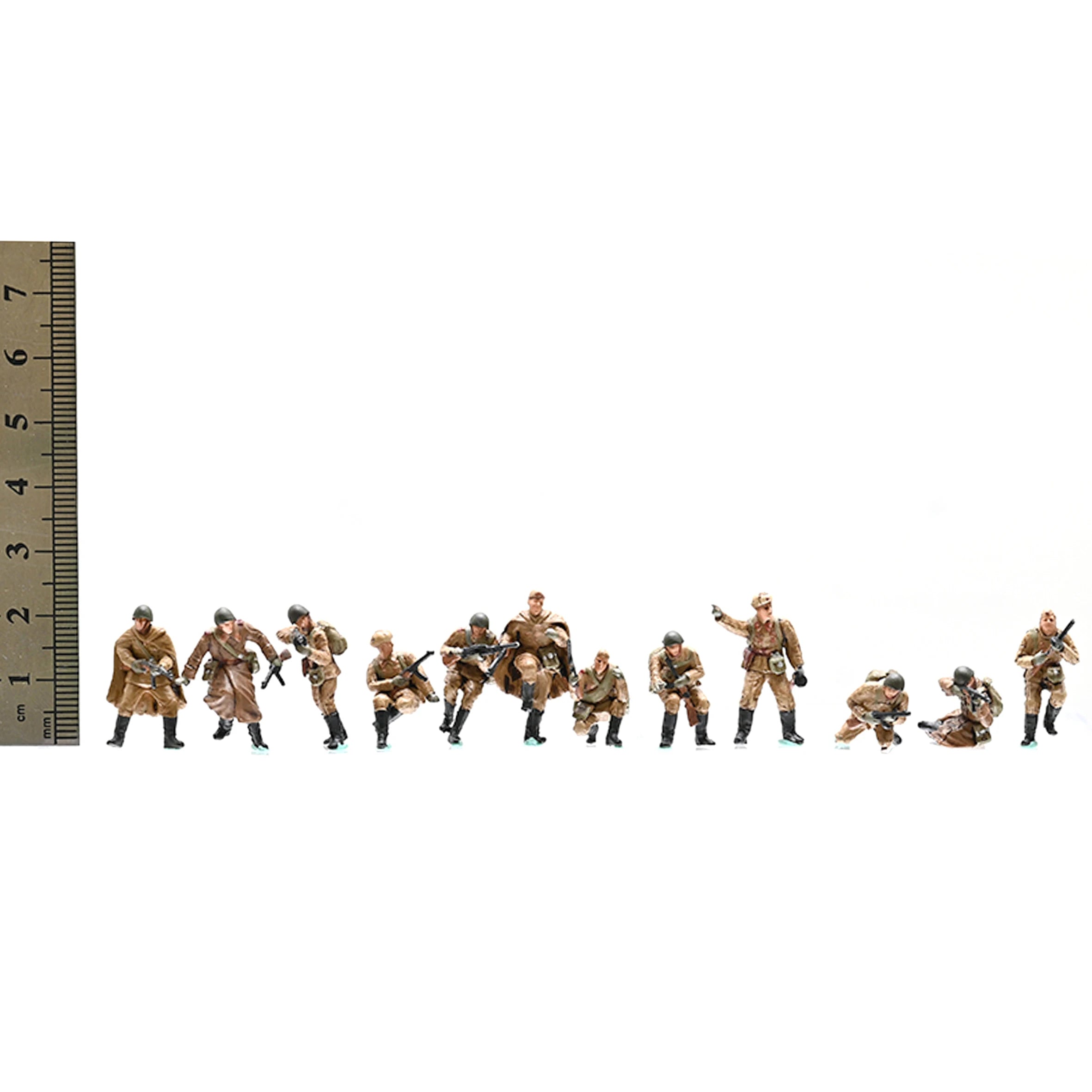 1/72 3R WW2 Soviet Infantry Combat Team Model (12 people) Colored Finished Soldier Model Excluding tank scene model