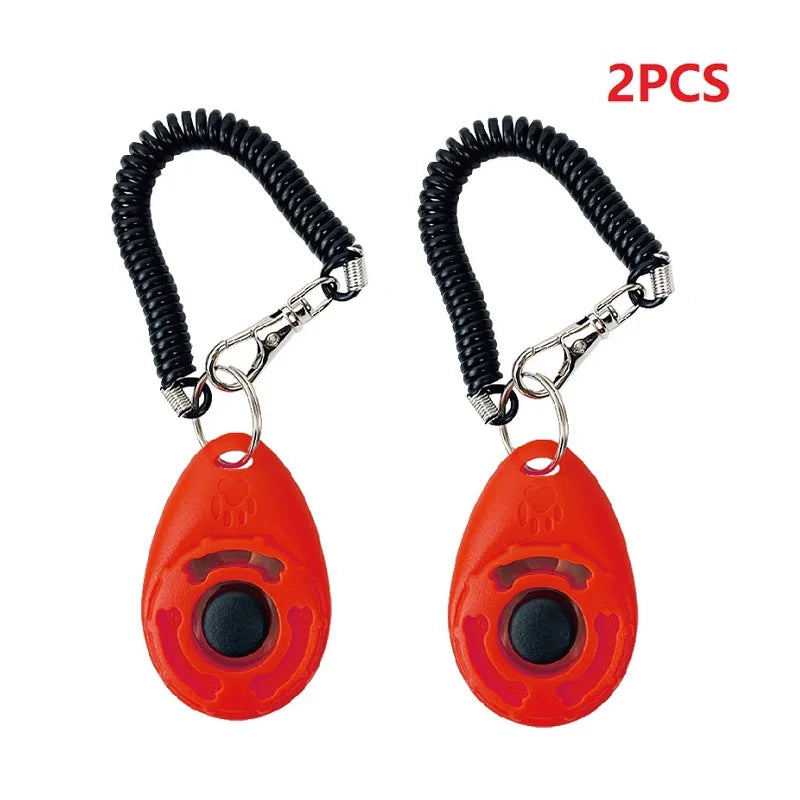 2PC Red Color Pet Training Clicker with Wrist Strap for Dogs and Cats