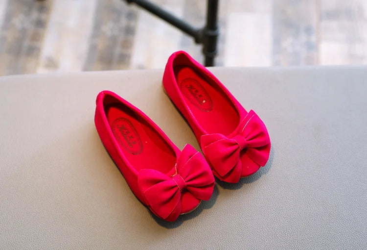 Baby Girls Shoes Princess Bow-knot Flock Fabric Spring Autumn Kids Flats Children Casual Loafers Candy Color Toddlers Shoes Soft