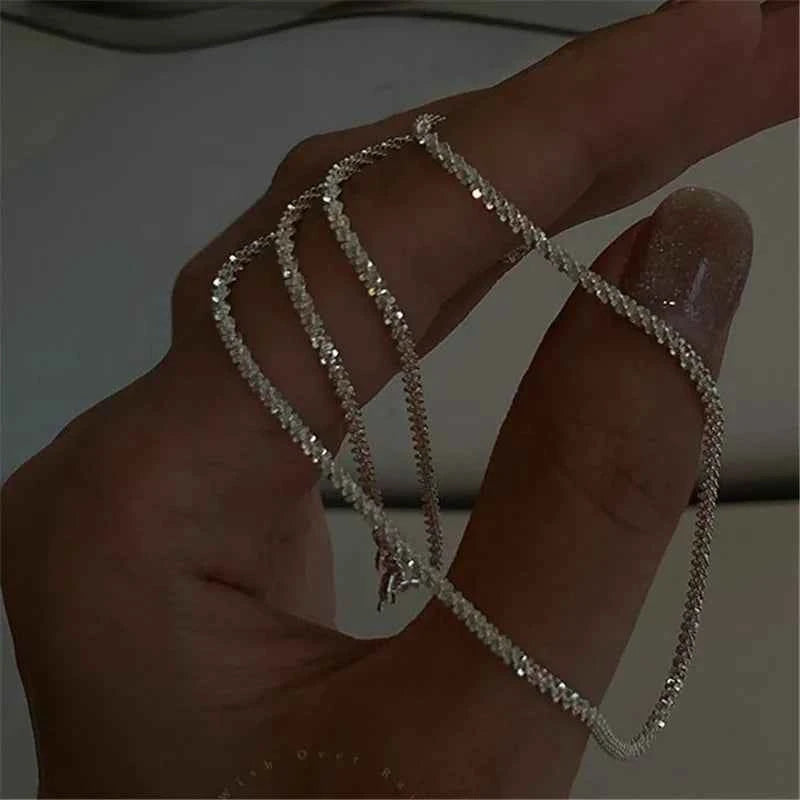 Popular Sparkling Necklace For Women Clavicle Chain Choker Fashion Jewelry Wedding Party Birthday Gift