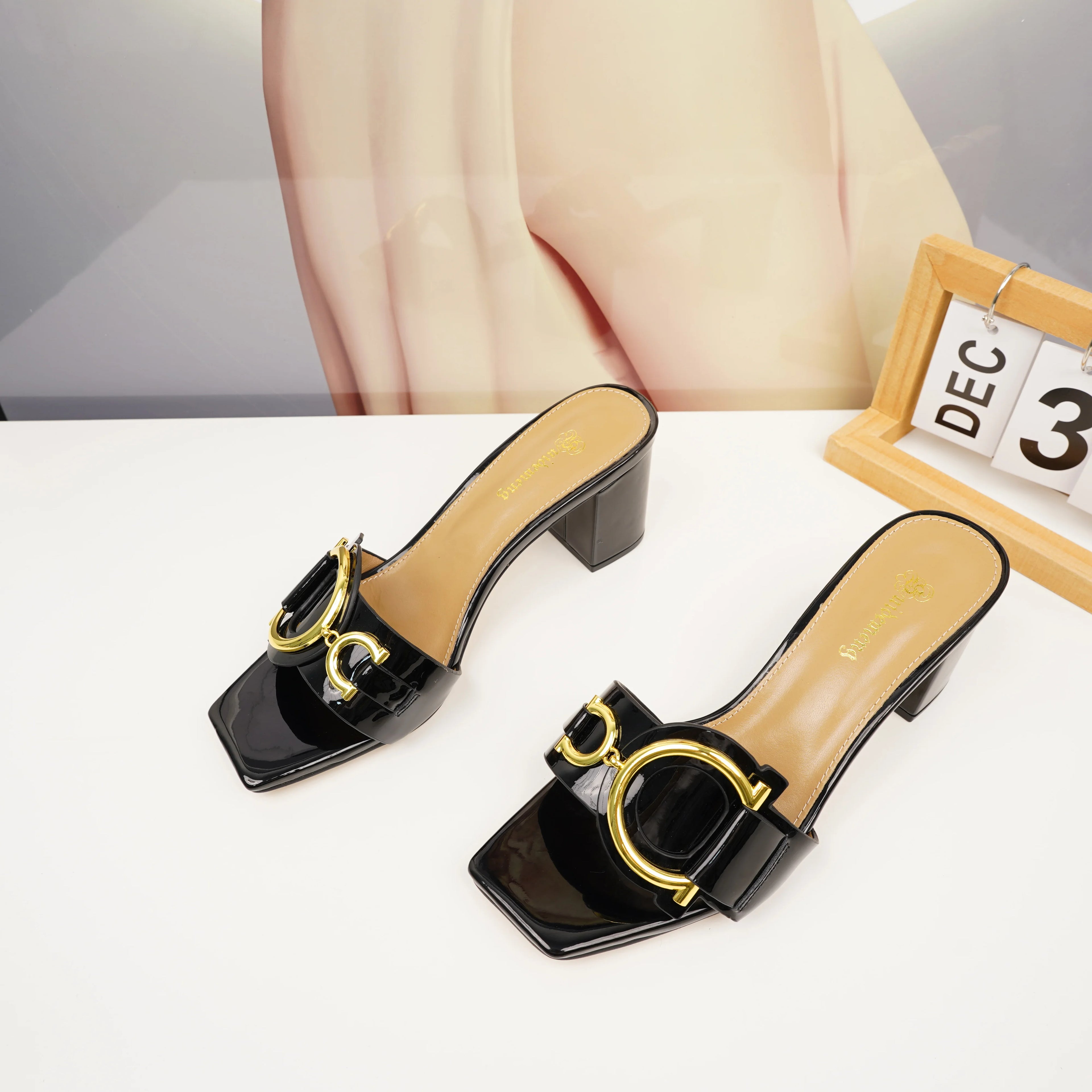 2024 ladies slippers leather open toe fashion ladies high heels luxury party shoes plus size 35-44 outdoor women's shoes