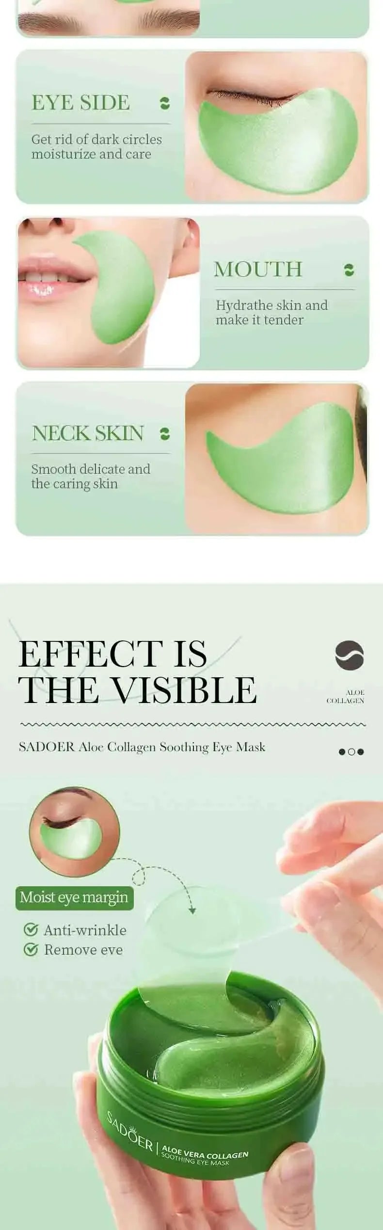 Aloe Vera Collagen Eye Masks – 60 Moisturizing Pairs