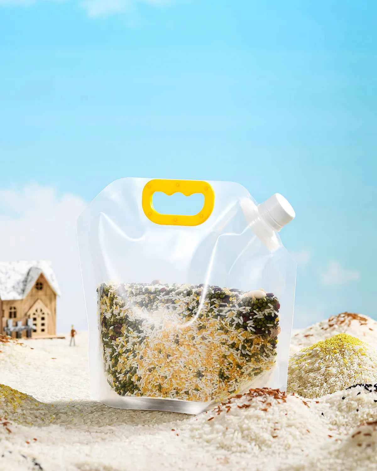 Grain Storage Bag Portable Insect Proof Moisture Proof Fresh Keeping Bag Recyclable Portable Transparent Grain Storage Bags