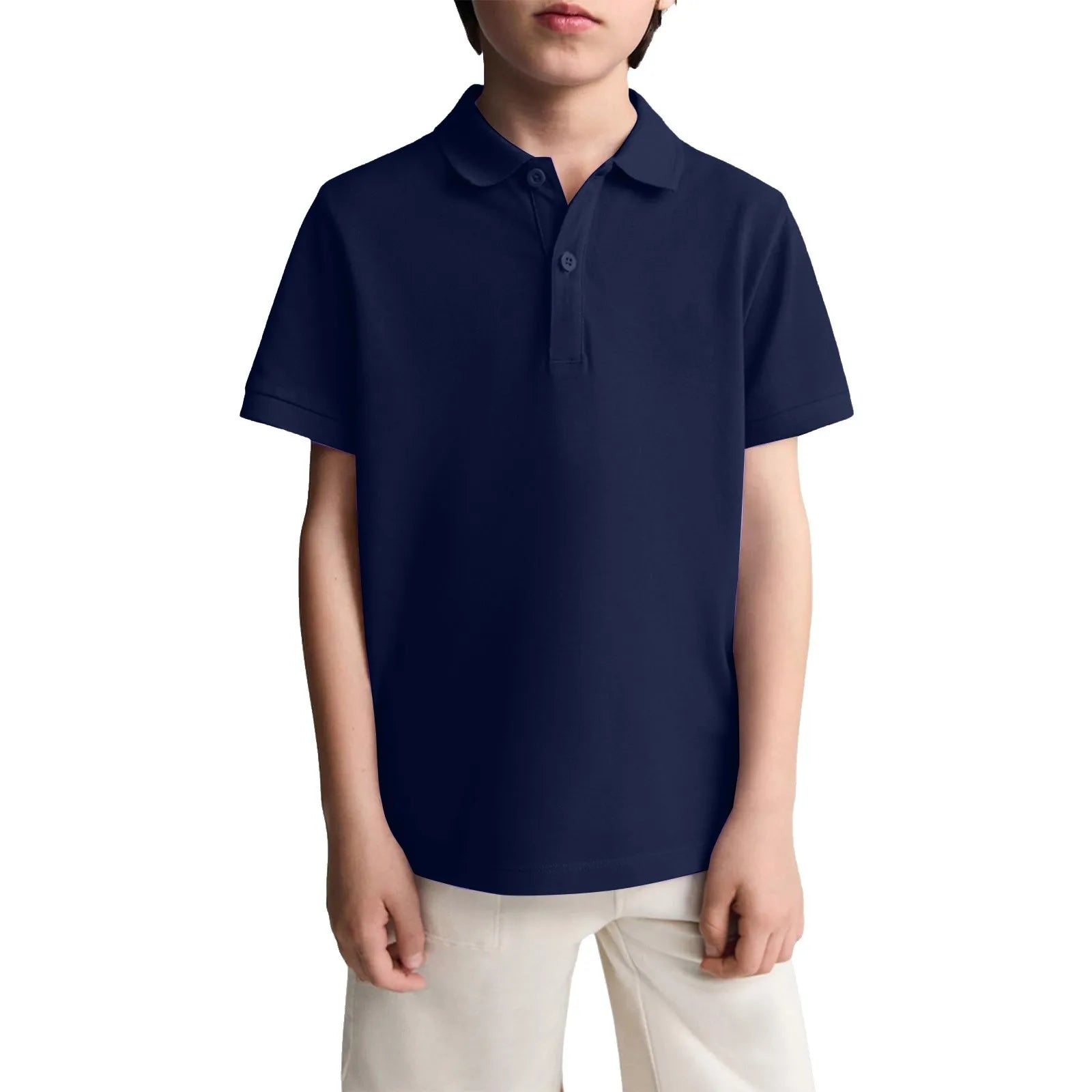 Polo Shirts Kids Basic Simple School Student Uniforms Class Uniforms Cultural Shirts Quick-Drying Turn-Down Collar for 6-11years