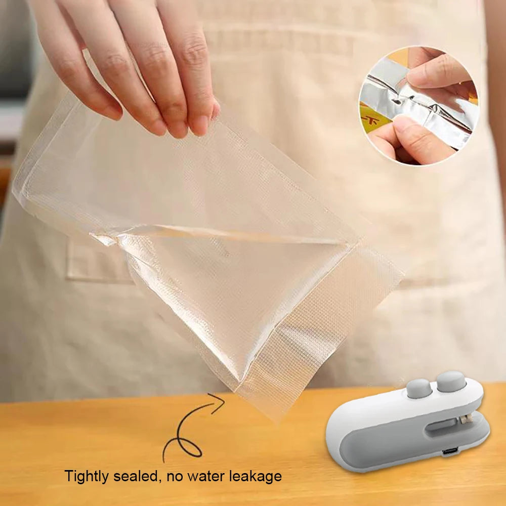 Mini Bag Sealer 2 in 1 Heat Sealer with Cutter Snack Bag Sealer Portable Resealer Machine for Plastic Bags Food Storage