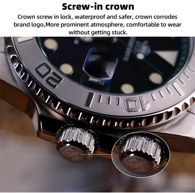 ADDIESDIVE Top Brand Mens Quartz Watches 41mm Stainless Steel Calendar Display Luxury Watch Luminous 200m Dive Casual Wristwatch