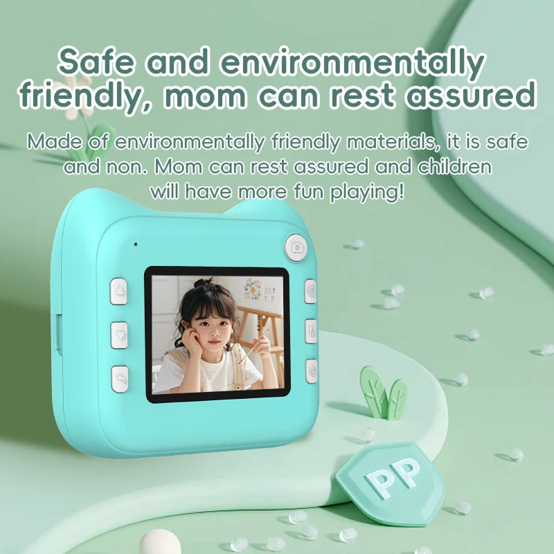 Kids Photo Camera Printer Mini Thermal Print Camera Children Digital Video Camera Toy Gifts for 4-12 Years Kids Girls Boys