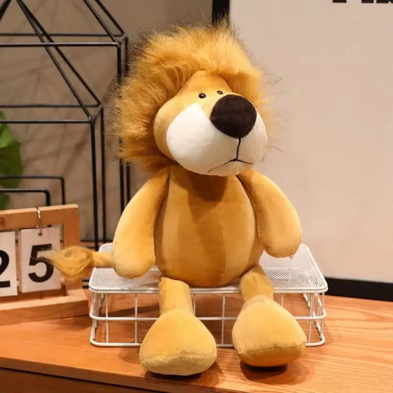 25CM Kawaii Jungle Animal Plush Toys Forest Animal Plush Dog Zebra Elephant Lion Fox Giraffe Children's Toys Doll Birthday Gift