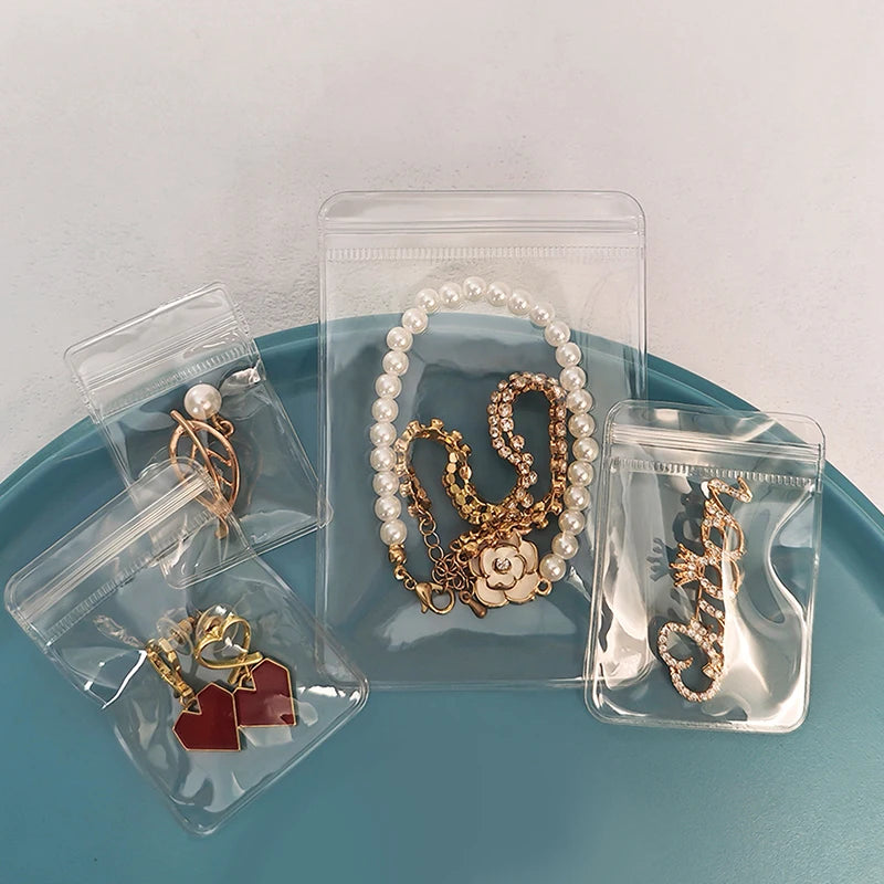 (ZYDD01) 100pcs Jewelry Organizer Pouch Bags Mini Transparent PVC Anti-Oxidation Earring Pendant Necklace Bracelet Storage Bags