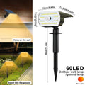 LED Solar Garden Lights 60LED Security Lights Outdoor Motion Sensor Solar Landscape Spotlights 3 Modes Waterproof Yard Wall