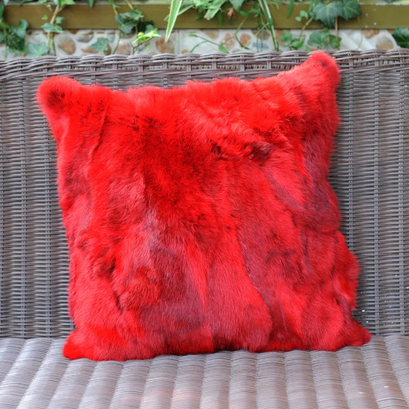 Soft and Warm Real Rabbit Fur Patchwork Pillow Case, Free Shipping, CX-D-17, Free Shipping