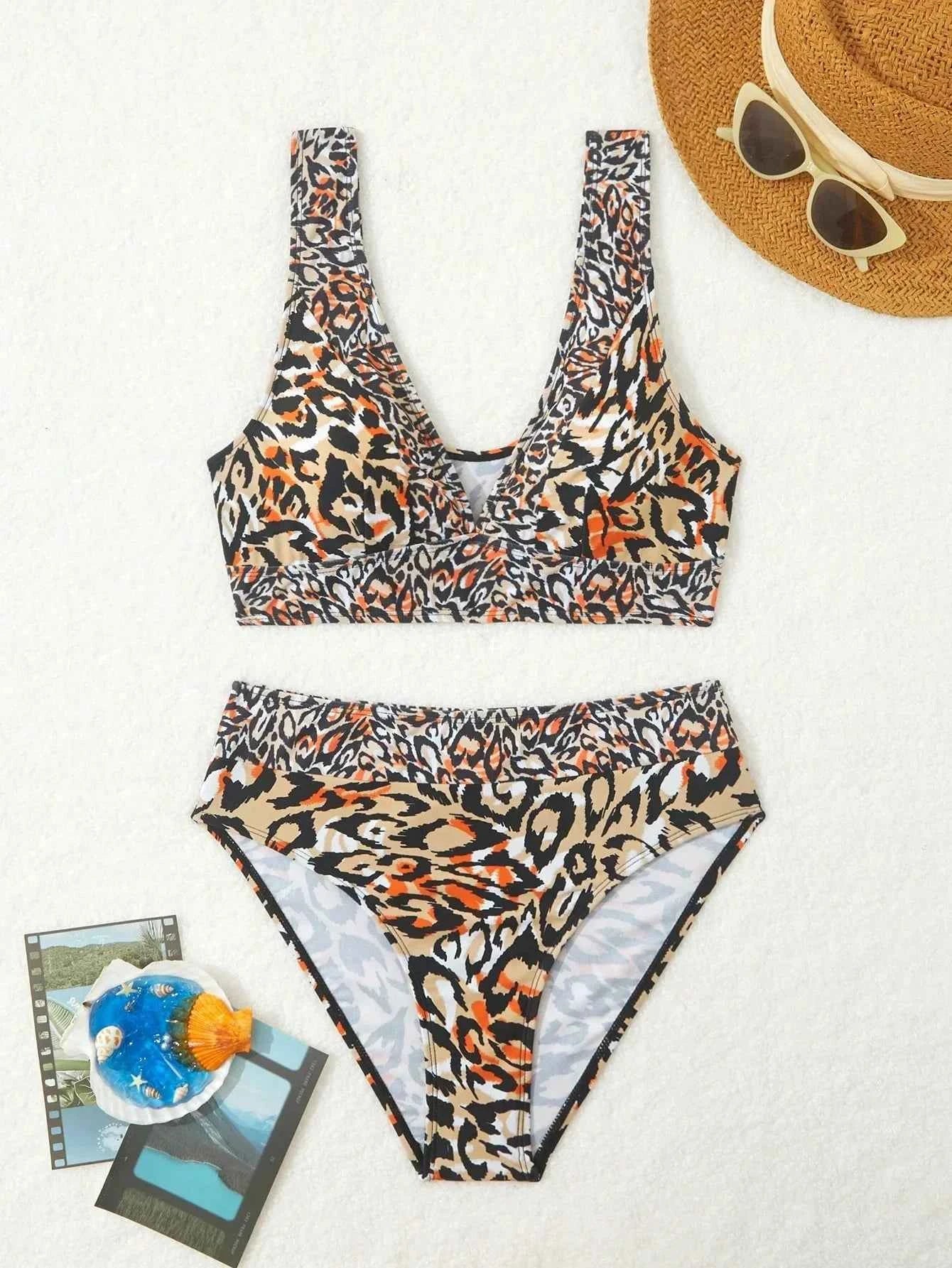 Sexy Fashionable Leopard Print Bikini Swimsuit Women's Two-Piece Swimsuit Cross-Border New Arrival 2025 Elegant Swimwear