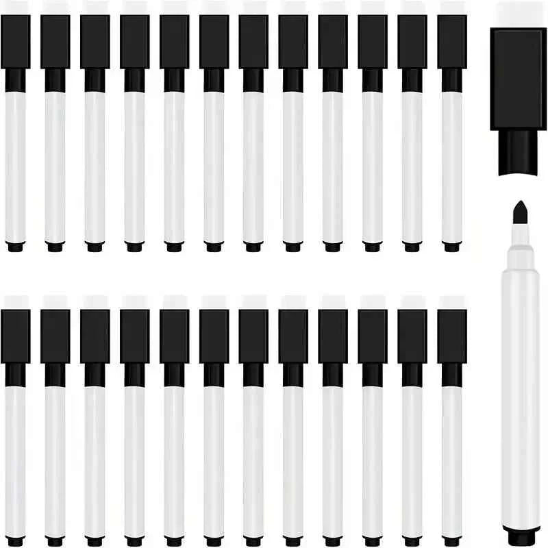 25/50Pcs Black Dry Erase Markers with Eraser Cap-MiniWhite Board Marker for Office School Supplies-Vastea