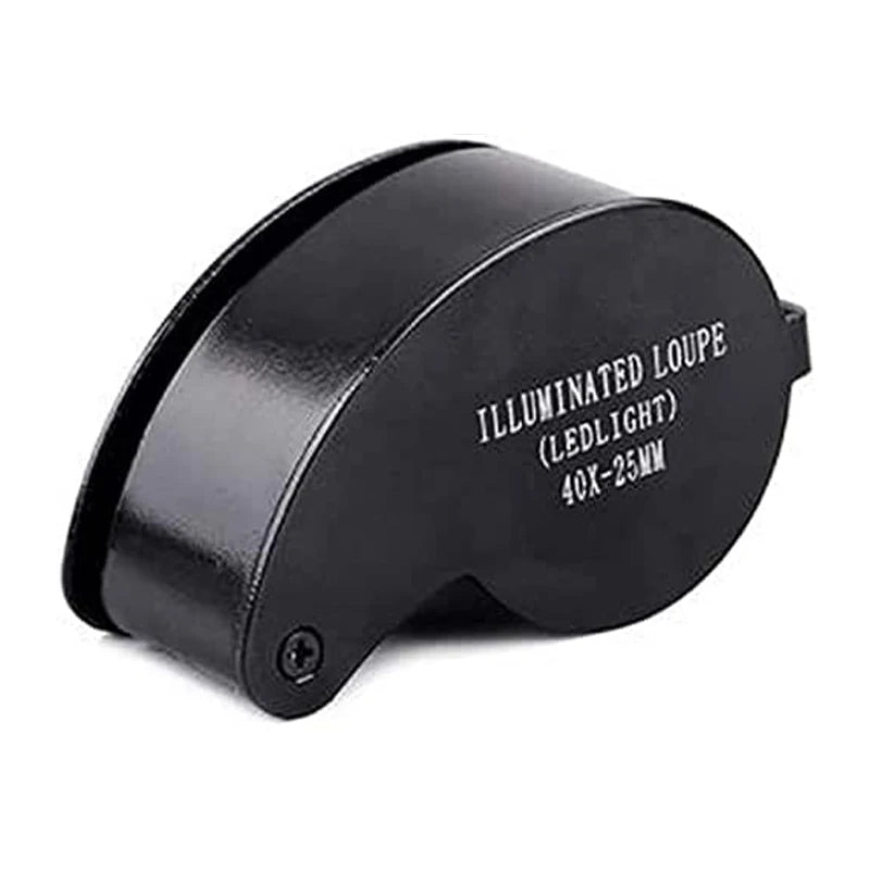 40X Magnifying Glass Jewelers Loupe Pocket Folding Magnifier With Light For Watch Coins Stamps Gems Jewelry Diamond Identifying