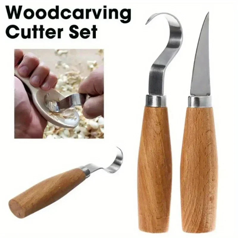 Wood Carving Tools Set - Ergonomic Knife/Chisel/Hook Knife, Durable for Beginners & Pros (Spoon/Sculptural Woodworking)
