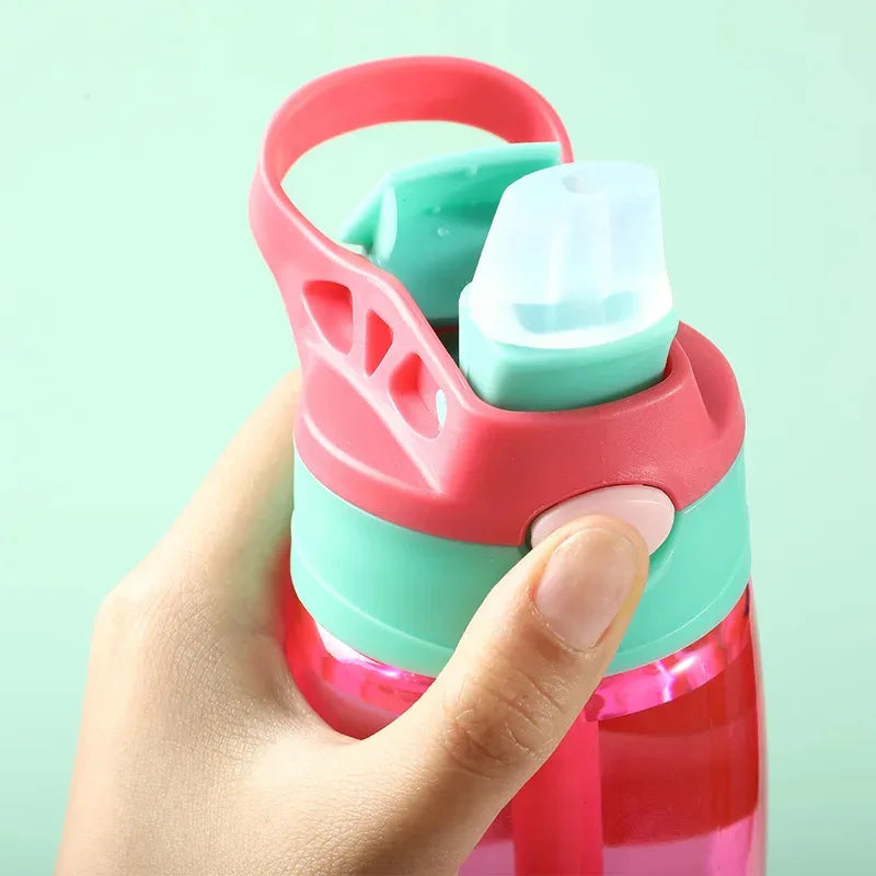 480ml Water Bottle with Straw Kids Girls Portable Travel Bottles Cup Gym Sports Fitness Summer Cold Water Juice Drinking Bottle