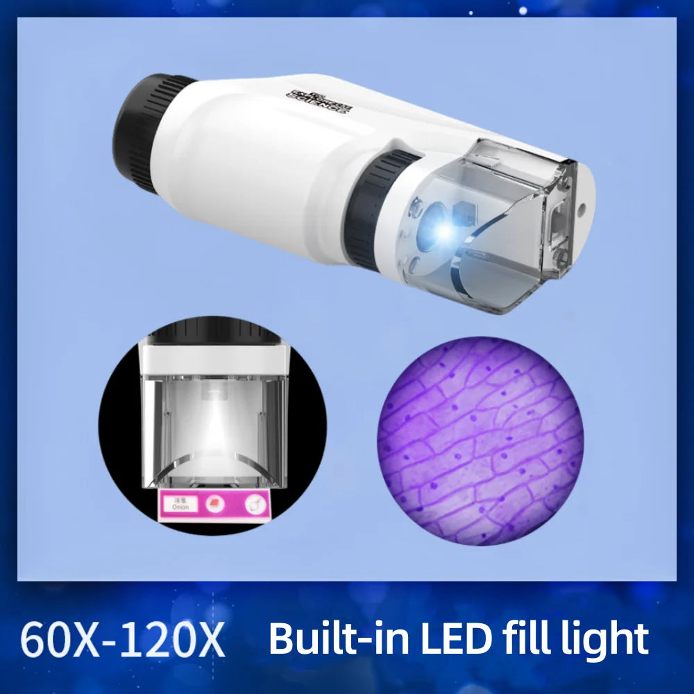 Microscope 60-120x Lab Handheld Microscope Battery Powered Microscope With LED Light Kids Science Microscope