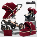 3-in-1 Baby Stroller Car Seat Set, Travel System for Newborn, Baby Carriage with Isofix Base Reversible Stroller Upto 55lbs, Foldable Stroller Suit Newborn to Toddler